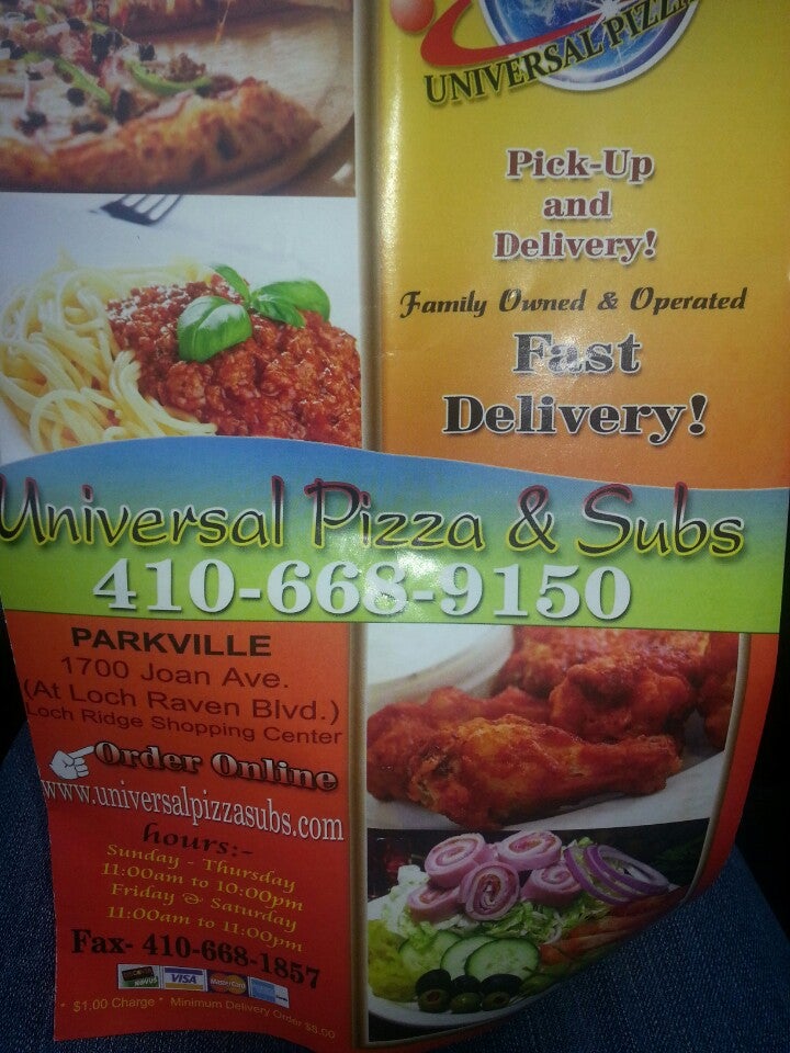 Universal Pizza & Subs, 1700 Joan Ave, Parkville, MD 21234, US MapQuest
