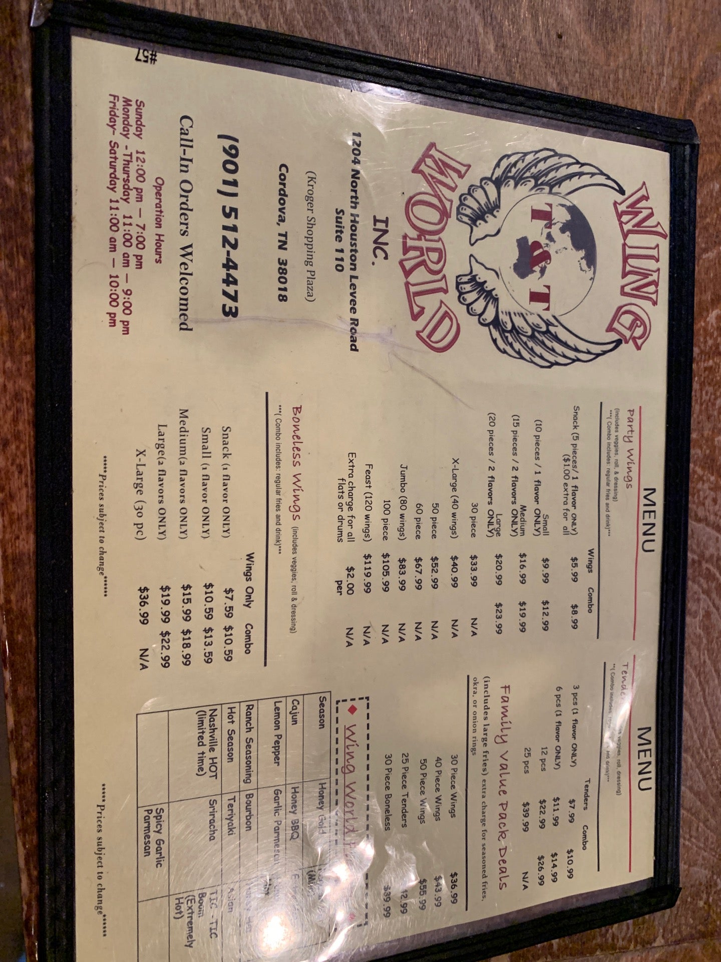 T & T Wing World, 1204 N Houston Levee Rd, Cordova, TN, Eating places