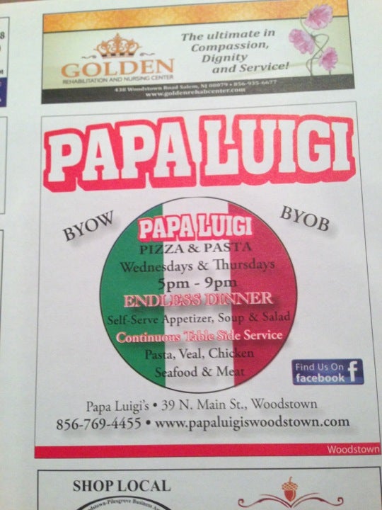 Papa Luigi's Incorporated, 39 N Main St, Woodstown, NJ, Pizza restaurants -  MapQuest