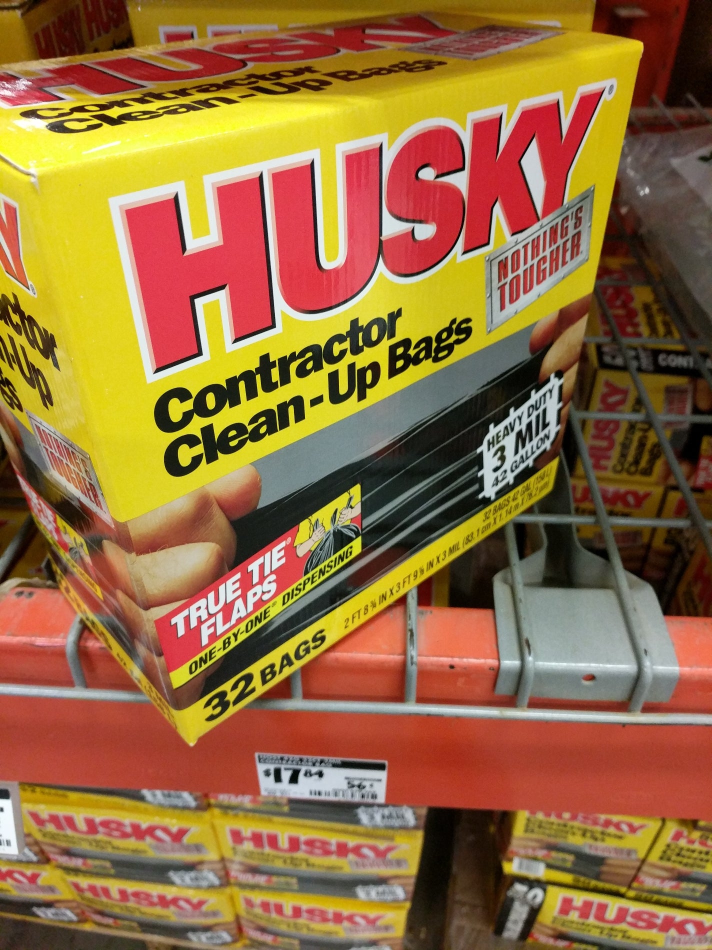 Husky Contractor Clean-Up Bags, Heavy Duty, True Tie Flaps, 42 Gallon - 22 bags