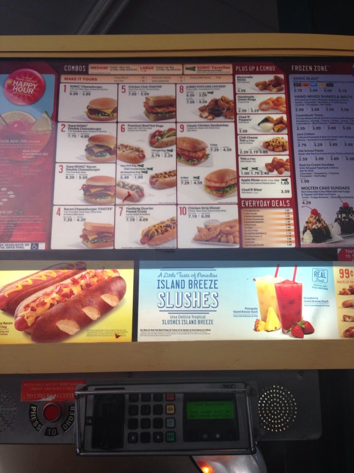 Online Menu of Sonic Drive-In, Longview, TX