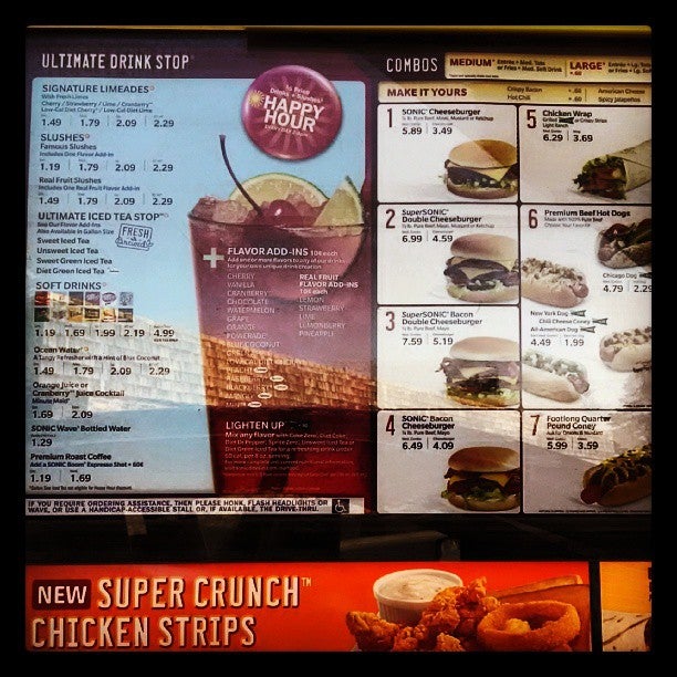 Sonic Menu - Picture of Sonic Drive-In, Santee - Tripadvisor