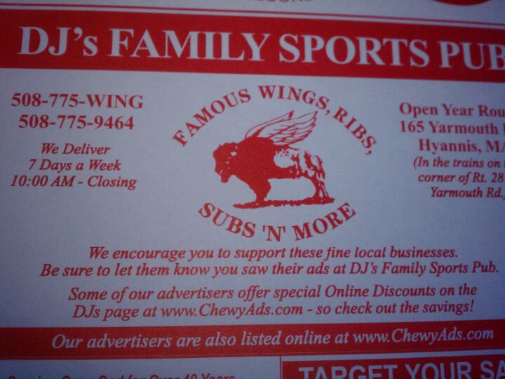 D J's Wings Ribs Subs N More, 165 Yarmouth Rd, Hyannis, MA, Restaurants MapQuest