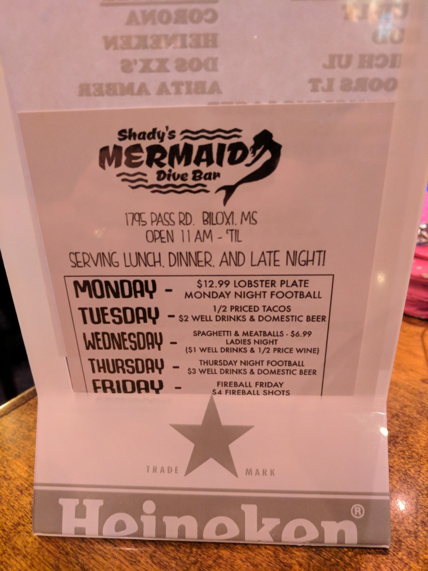 Shady's Mermaid Dive Bar, 1795 Pass Rd, Biloxi, MS, Eating places