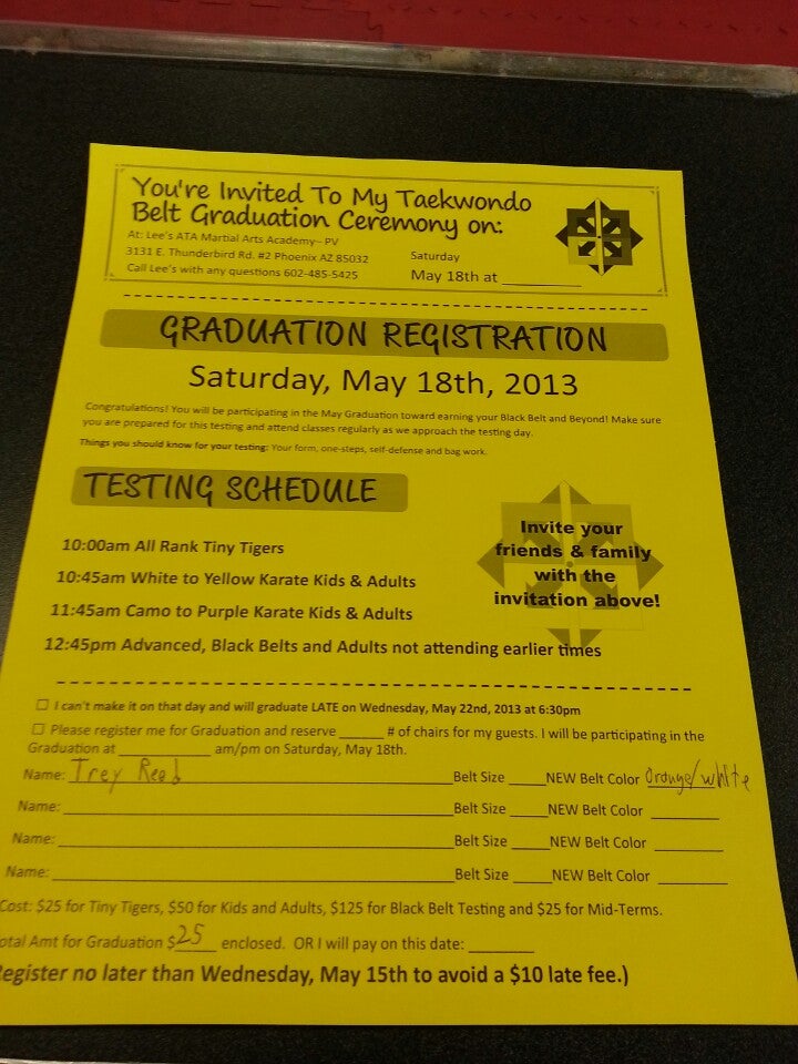 Lee's ATA Martial Arts, 3131 E Thunderbird Rd, Ste 2, Phoenix, AZ