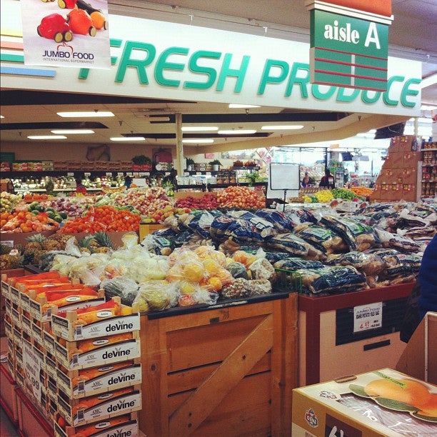 Entrance of the local Jumbo food store. Jumbo is the second