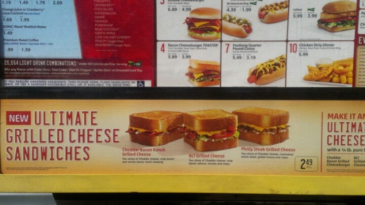 Sonic Drive-In, Menu