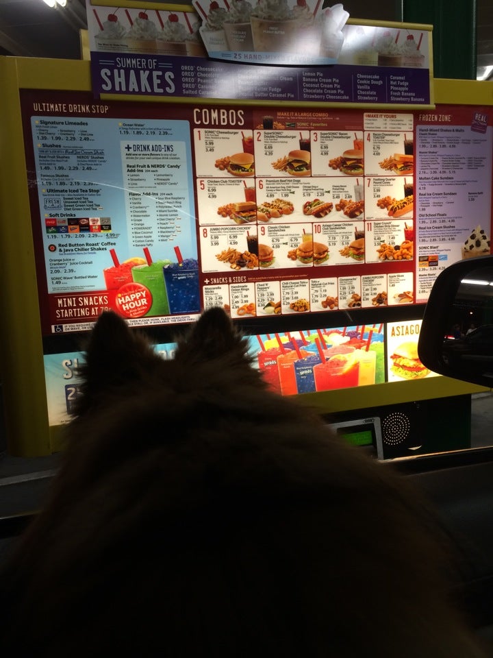 Menu at Sonic Drive-In fast food, Peoria