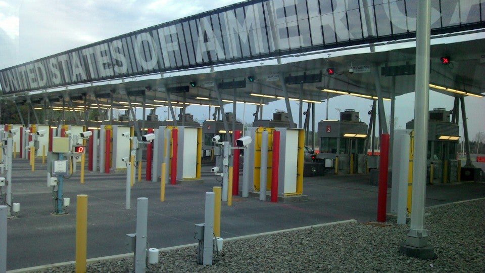 US/Canada Border ChamplainSt Bernard de Lacolle Crossing, Champlain, NY, Travel Adventure