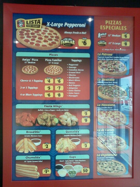 Pizza on sale patron menu