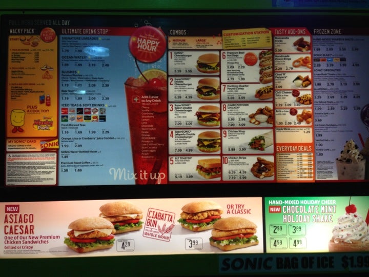 Sonic Menu - Picture of Sonic Drive-In, Santee - Tripadvisor