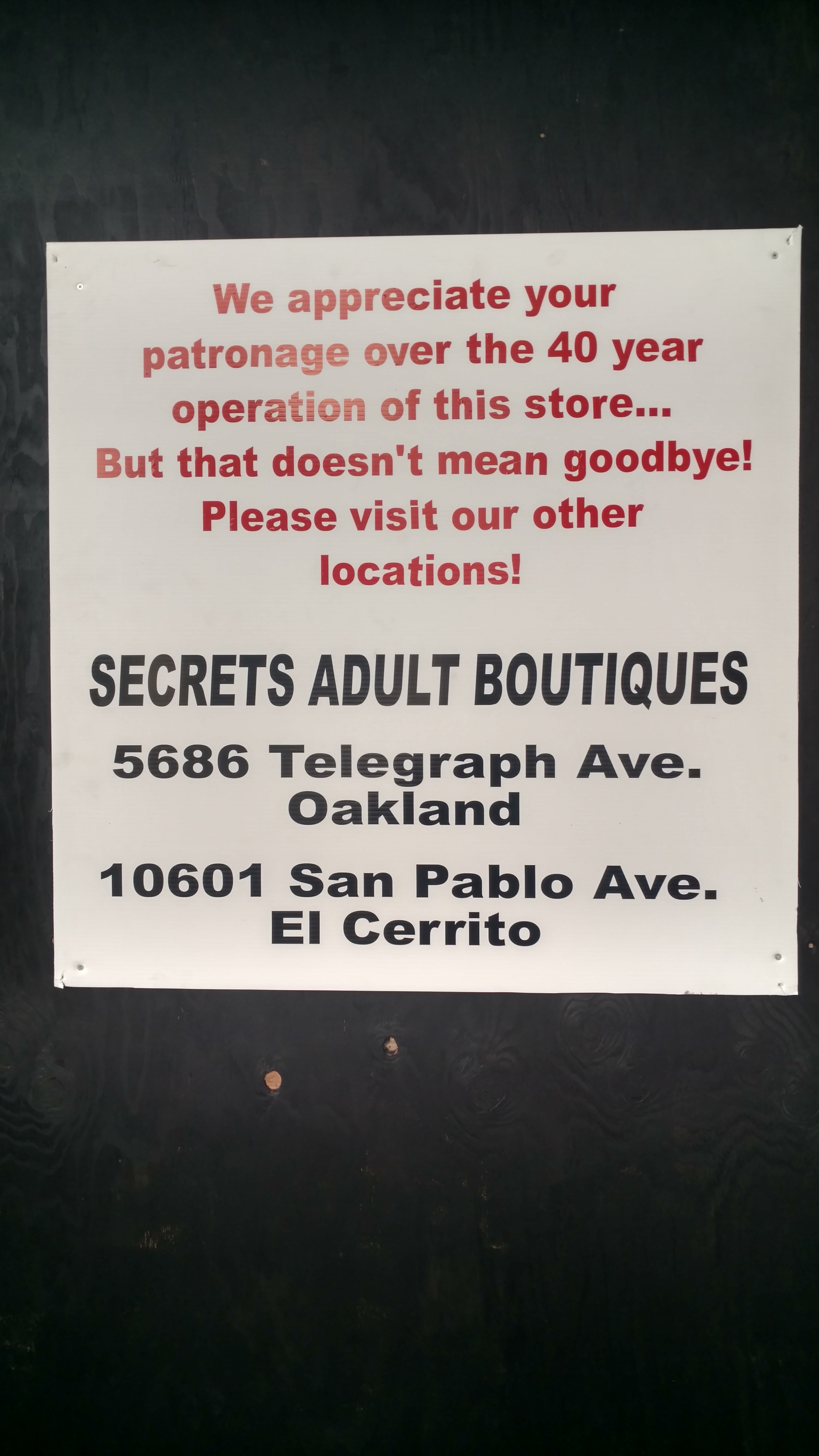 Secrets Adult Super Store - CLOSED, 201 Broadway, Oakland, CA - MapQuest