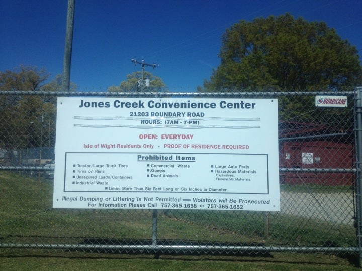 Jones Creek Convenience Center, 21203 Boundary Rd, Carrollton, VA