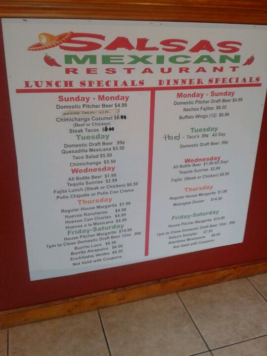 Salsa's Mexican Restaurant, 1110 Beville Rd, Daytona Beach, FL, Eating places MapQuest