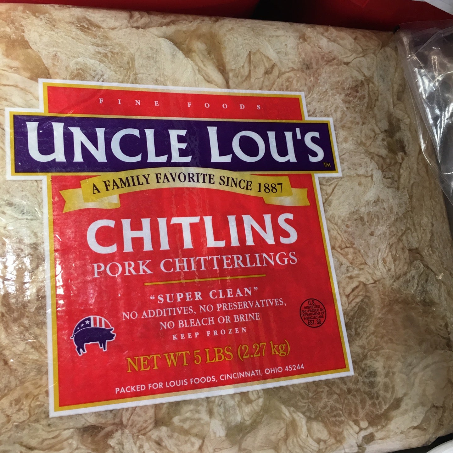 Uncle Lou's Chitlins Pork Chitterlings 5 lb