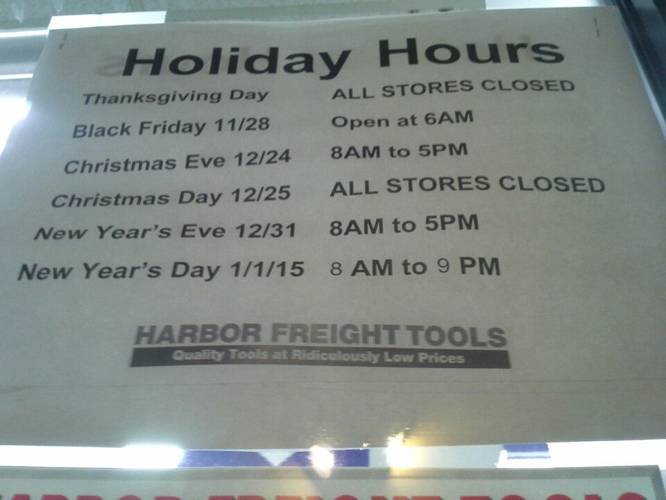 Harbor freight deals christmas eve hours