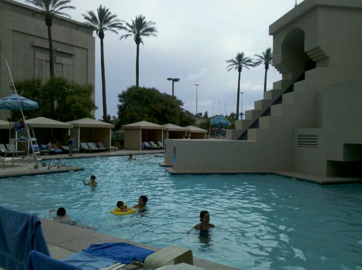 The abandoned pool above the Riviera hotel-casino, 2901 Las Vegas Blvd.  South. The pool leaked over the casino and was drained. The resort will  close Monday, May 4, to make room for