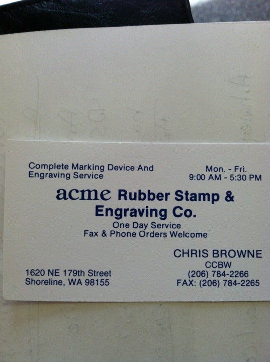 Acme Rubber Stamp Engraving Co. 5239 Ballard Ave NW Seattle