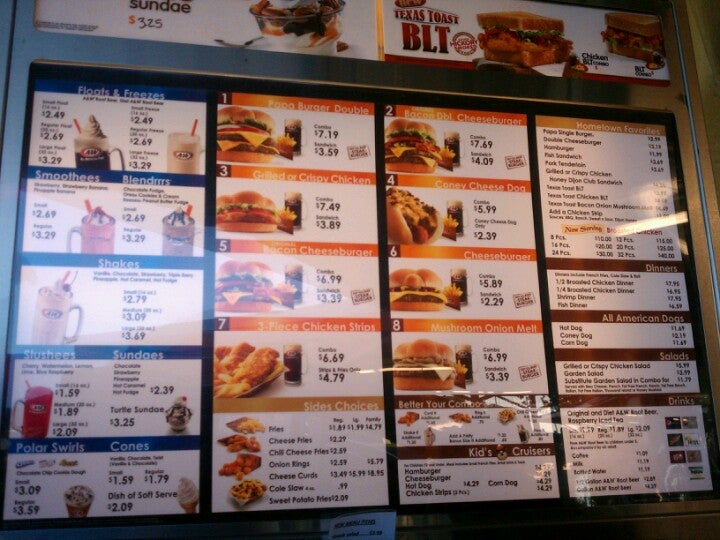 A&W Restaurants Menu, Prices & Delivery Hours