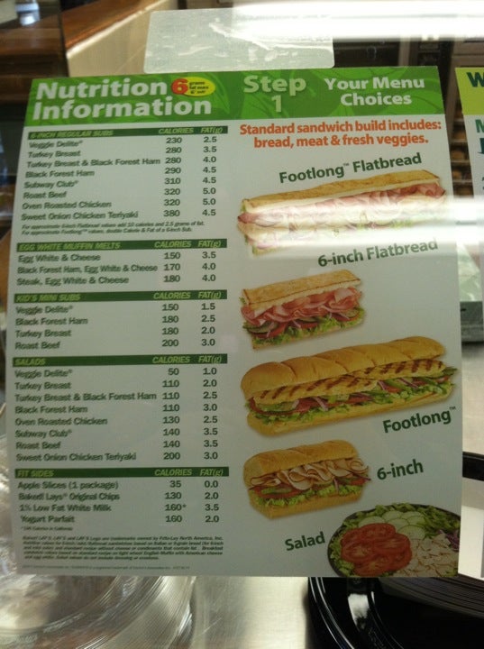 Subway menu – SLC menu