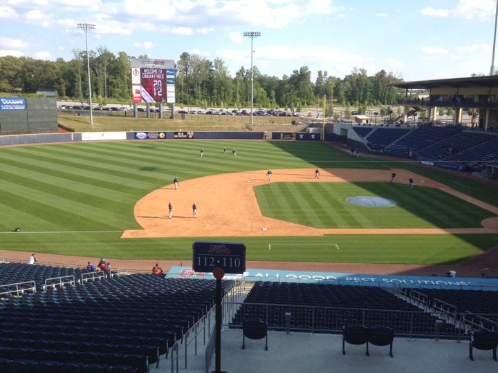 View of Coolray Field from pressbox. Home of Gwinnett Braves AAA  International League Baseball Stock Photo - Alamy